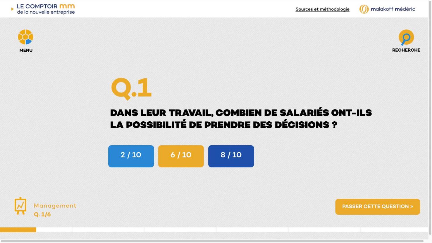 Une question de la rubrique Management, à choix multiple.